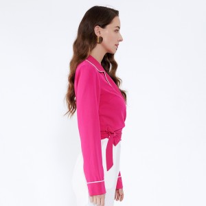 Nieuwste ontwerpen Controleer vrouw losse gestreepte chiffon blouse