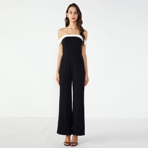 Sexy dames backless kleur zwarte mouwloze jumpsuit