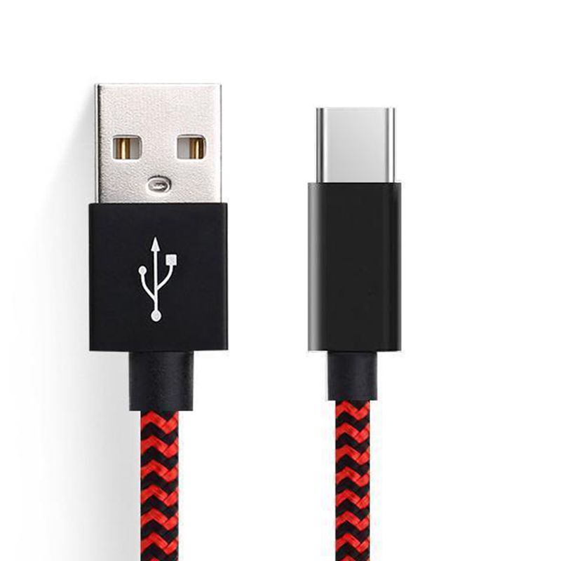 Tpye -C naar USB Stripe Nylon briaded datakabel