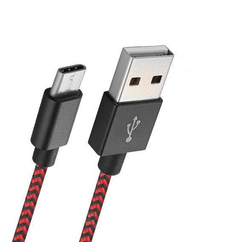 Tpye -C naar USB Stripe Nylon briaded datakabel