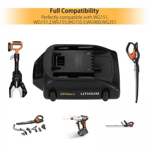 Li-ion 20V 1500mAh elektrisch gereedschap Vervangende batterijcellen voor Worx WA3525