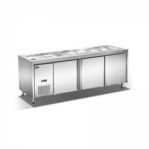 Eco-vriendelijke luchtkoeling onderbouw Sandwich werktafel 0 ~ 10 ° C