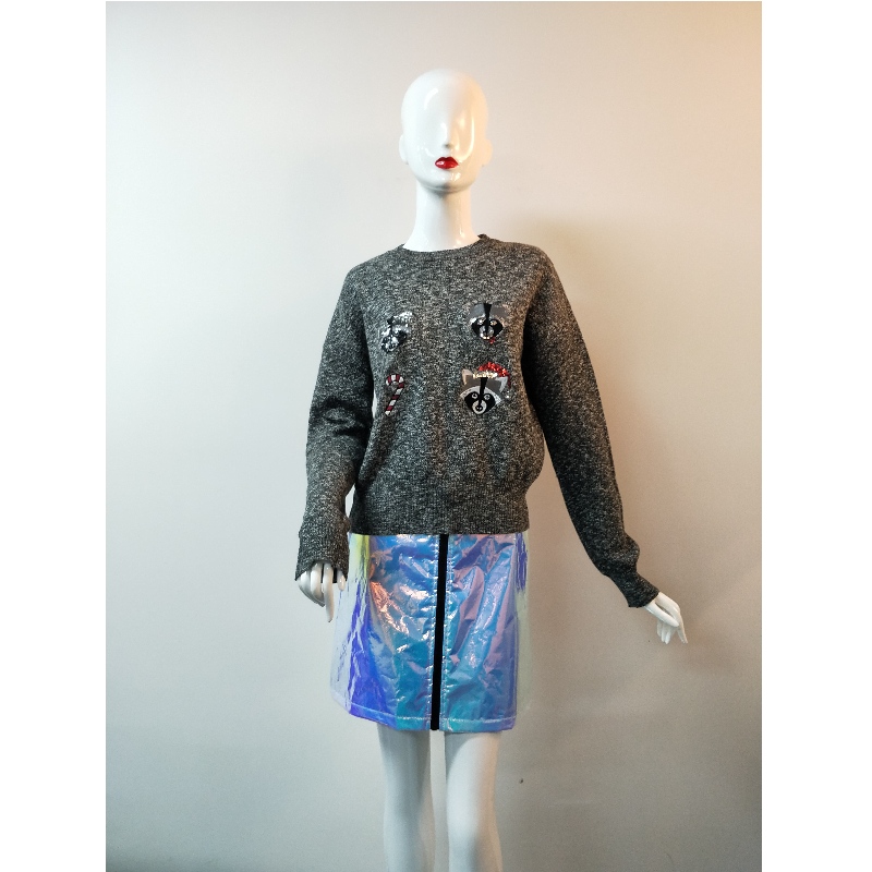 GRIJZE DIERENPRINT SWEATER RLWS0060F