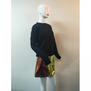 ZWARTE STAPELKABEL SWEATER RLWS0069F