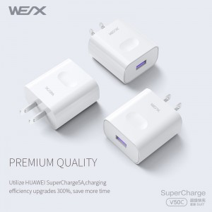 WEX - V50C 22.5W HUAWEI Superfast Oplaadstroomadapter, muuroplader, reislader in combinatie met 5A-kabel