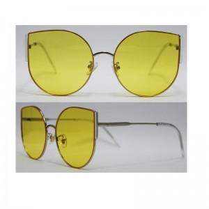 Groothandel Custom logo metalen zonnebril vrouwen grote kat ogen frame