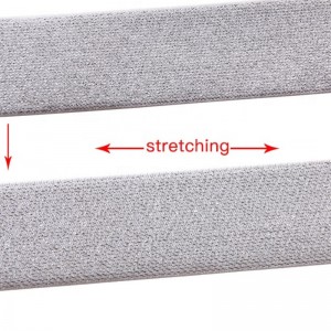 11 # Frosted Silver Glitter Goede kwaliteit Hoge elasticiteit Aangepast Geweven 1,8 inch singelband Elastische tape Metallic elastische band
