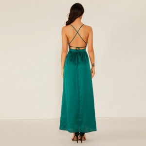 Aangepaste Oem zomer groen Coctail Off Shoulder Sexy avond Backless X Lady elegante jurk Dames WM0005