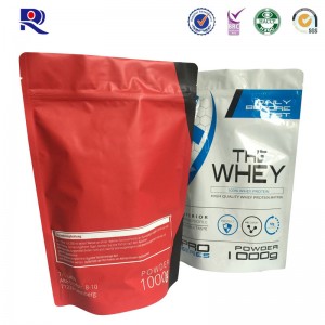 Bedrukte en gelamineerde draagzak voor weipoeder en andere voedingspoederproducten