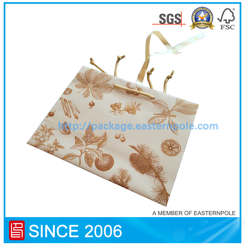 Luxe papieren zak voor kaarsverpakking met lintsluiting