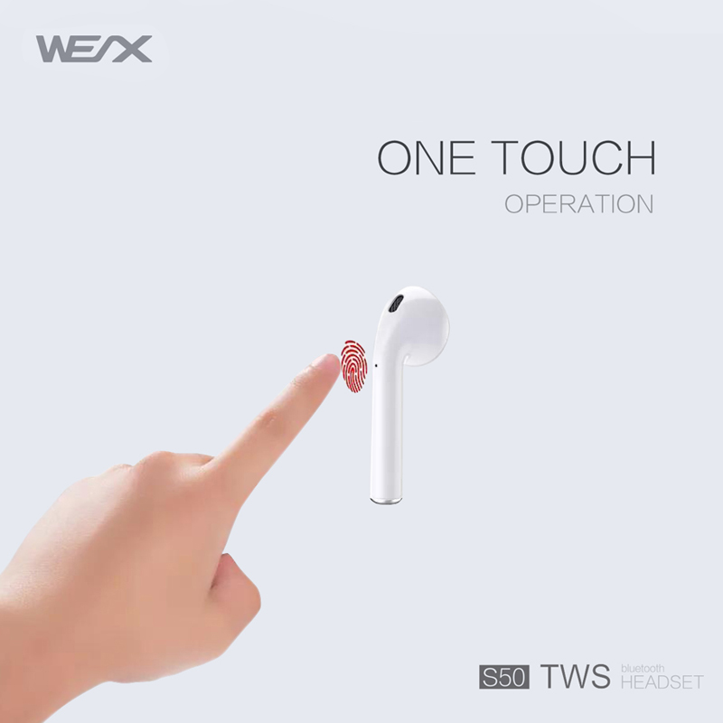 WEX S50 draadloze oortelefoons, echte draadloze stereo headset, bluetooth 5.0 oordopjes