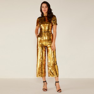 Vrouw Sexy Sparkle Glitter reflecterende jumpsuit nieuwste ontwerp