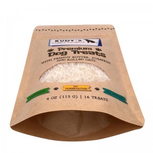 Kraftpapier met rits van laminaat, opstaand zakje met venster voor hondensnoepjes