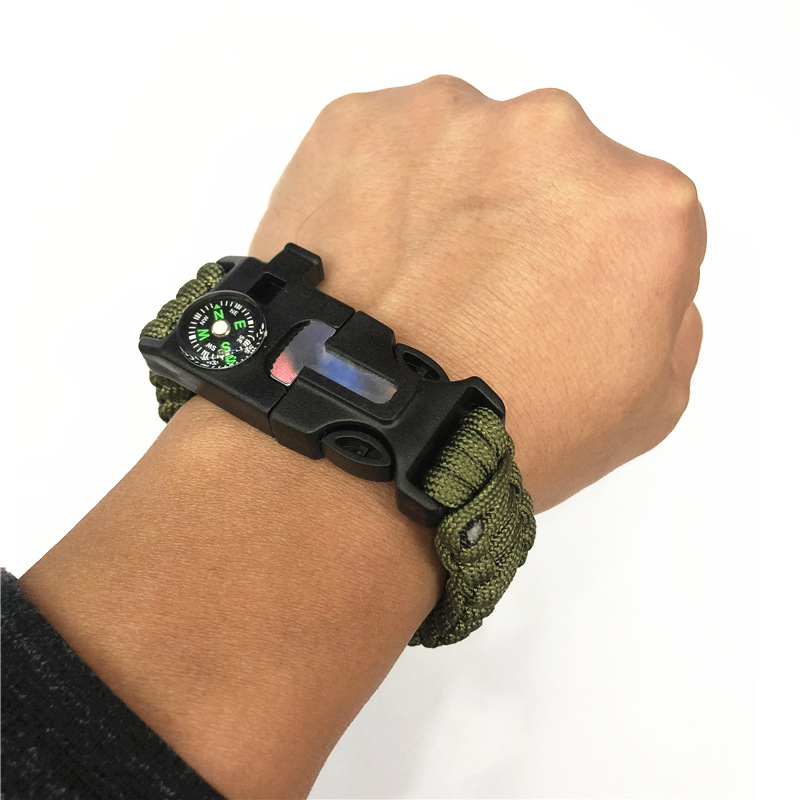 Multifunctionele creatieve creatieve survival survival noodwacht veiligheid touw geweven thermometer armband