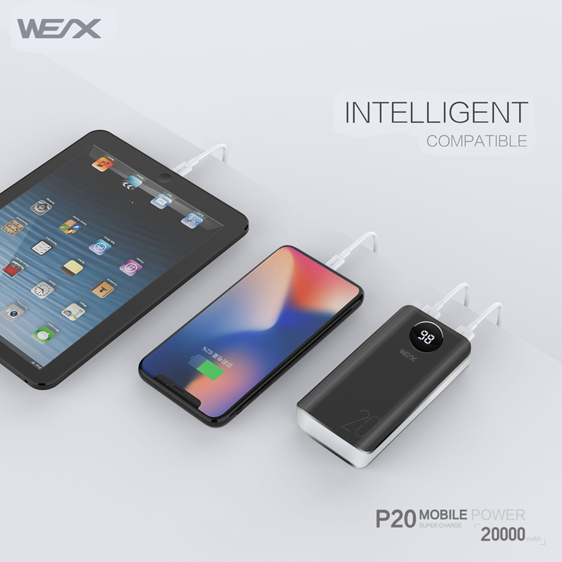 WEX P20 Power Bank-kwestie, A + -kwaliteit accukern, gemakkelijk mee te nemen tijdens reizen en zakenreis