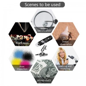 Draadloze digitale microscoop 50X tot 1000X, 8 LED vergroting endoscoopcamera met draagtas en metalen standaard, compatibel voor Android Windows 7 8 10 Linux Mac