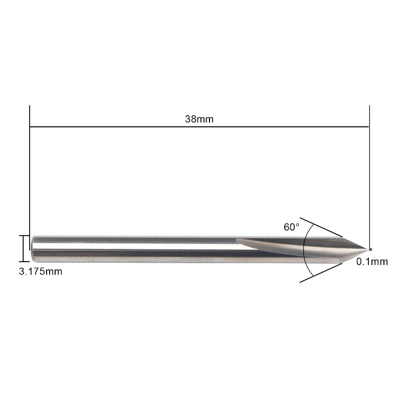 60 graden V-bit, EnPoint metalen graveerbit Carbide Taaie tip Kegelvorm CNC-graveerbit met 2-fluit 1/8 