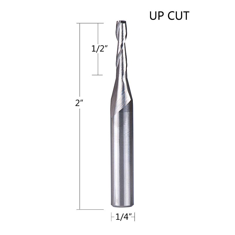 Spiraalrouterbits met snijdiameter 1/8 inch, 1/4 inch schacht HRC55 Volhardmetalen frees voor houtsnede, snijwerk