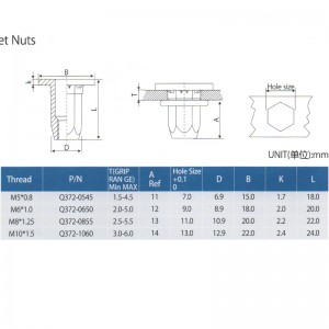 Klinknagelmoeren voor auto-onderdelen