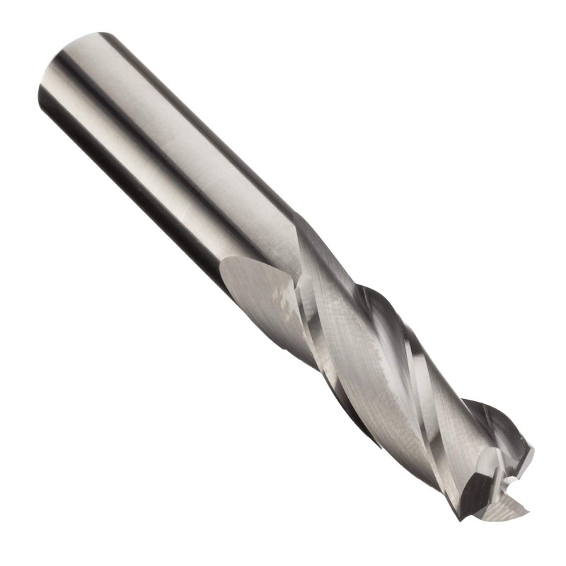 Hardmetalen frees met vierkante neus, inch, ongecoat (helder) Afwerking, voorbewerken en afwerken Snijden, 30 graden helix, 3 groeven, 3 