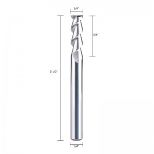 Carbide CNC-eindfrees voor aluminium, kunststof gesneden 2 fluiten frezen spiraalfrees 1/4 inch schacht