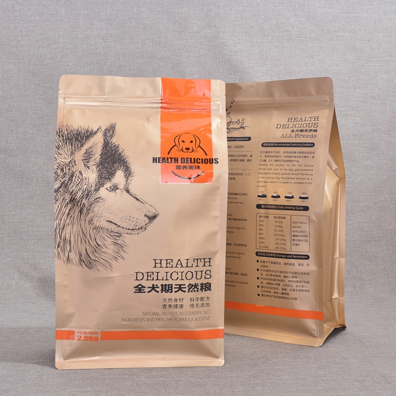 Vlakke bodem plastic zakken met rits Acht zij verzegelde plastic zakken voor Pet Food Bag Packaging