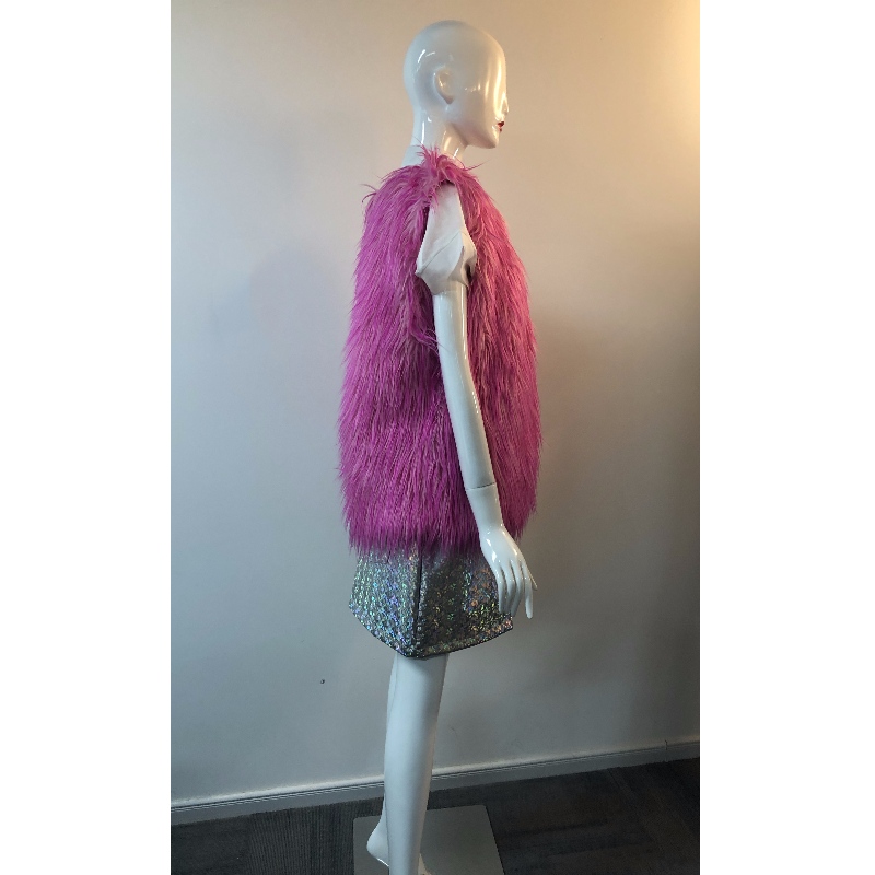 MAGENTA SHAGGY GILET DAMES RLWF0023