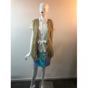 SHAGGY GILET VAN DAMES IN MOSTERD GOUD RLWF0026