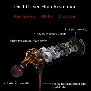 2018 Dual Driver HiFi Earhook Stereo bedrade oordopjes