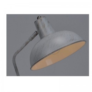 Tafellamp met verstelbare metalen kap en wit geborsteld goud