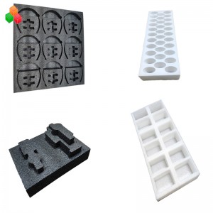 hoogwaardig op maat gesneden matrijs gestanst pak epe binnenschuim schokbestendig kleurrijk epe schuim inzet voor verpakkingsmateriaal voor wijnflessen