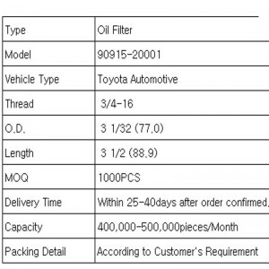 oliefilter (Toyota auto)