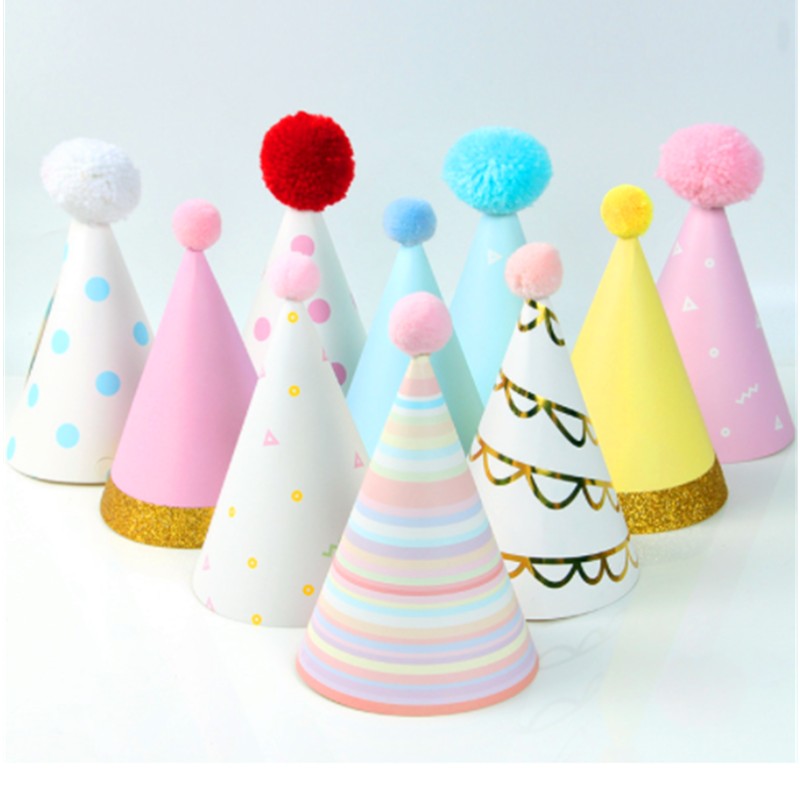 Gelukkig nieuwjaar Foil Fringe Cone Hats Paper met Glitter