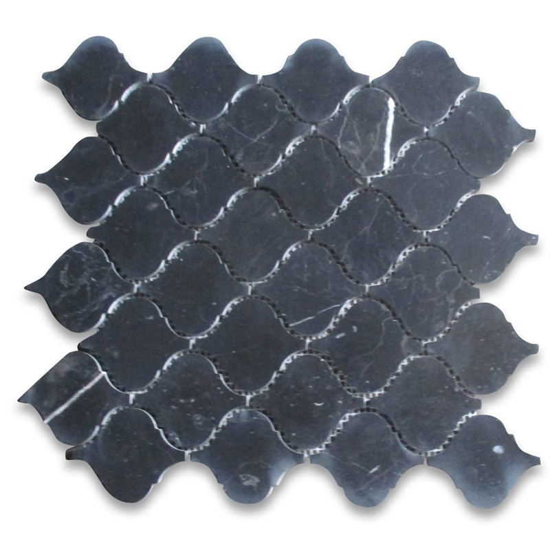 Nero marquina zwart marmer 1x2 basketweave mozaïek tegel witte stippen verzoet