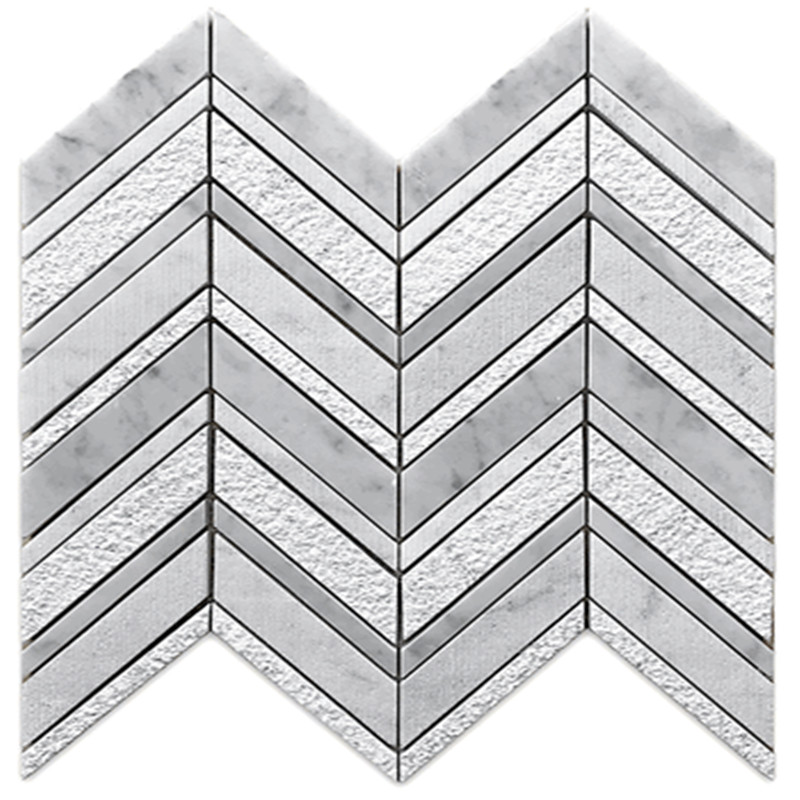 Carrara bianco gezoet chevron multi marmeren vloer muur mozaïek