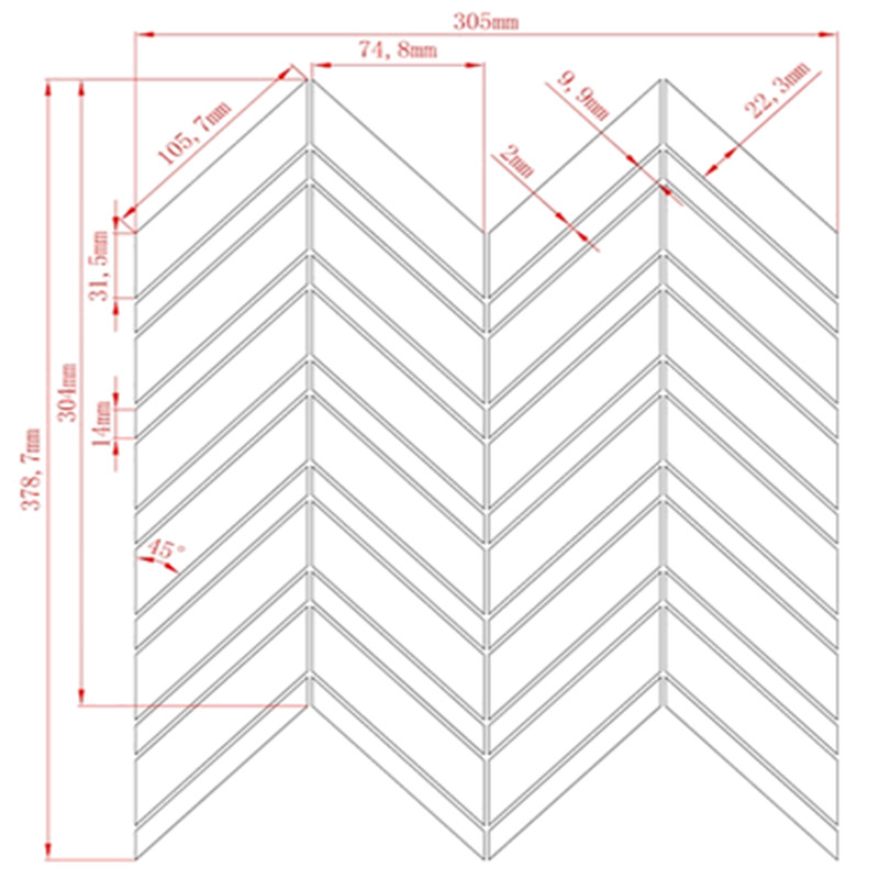 Carrara bianco gezoet chevron multi marmeren vloer muur mozaïek