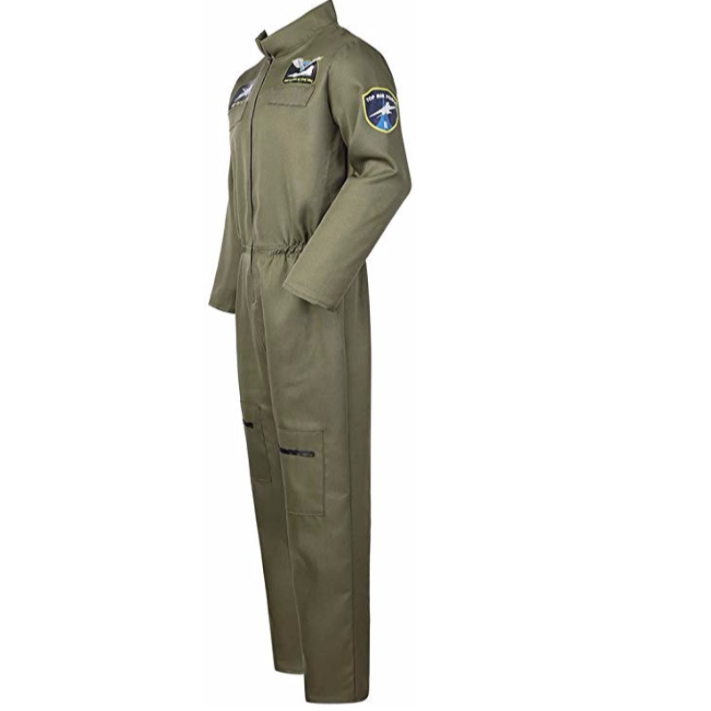Air Force Fighter Pilot-jumpsuit voor heren, kostuums voor volwassenen met geborduurde patches en zakken