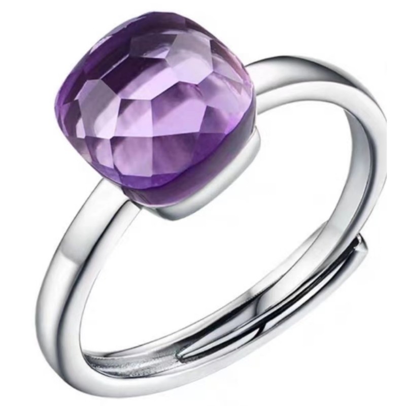 925 sterling zilveren donkere chmpagne violet amethist edelsteen damesringen