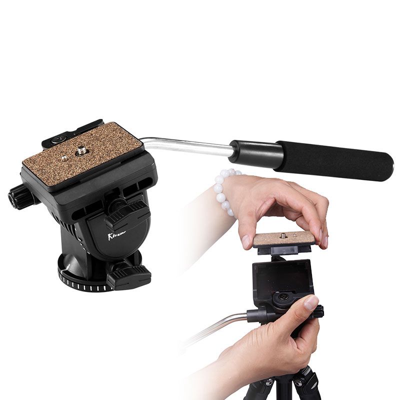 Kingjoy VT-1500 Verstelbare camera Video-statiefpoten staan ​​met afneembare vloeistof Drag Pan Tilt Head