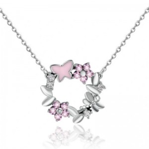 Zacht roze rose goud vlinder hart zirconia 925 sterling zilveren hanger