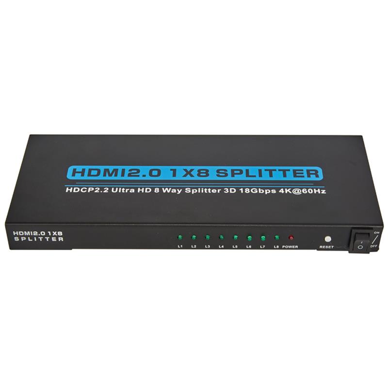 V2.0 HDMI 1x8 Splitter Ondersteuning 3D Ultra HD 4Kx2K @ 60Hz HDCP2.2