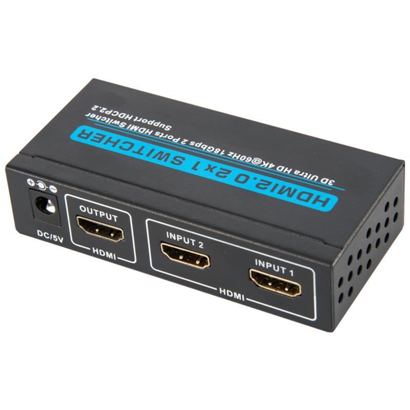 V2.0 HDMI 2x1 Switcher Ondersteuning 3D Ultra HD 4Kx2K @ 60Hz HDCP2.2