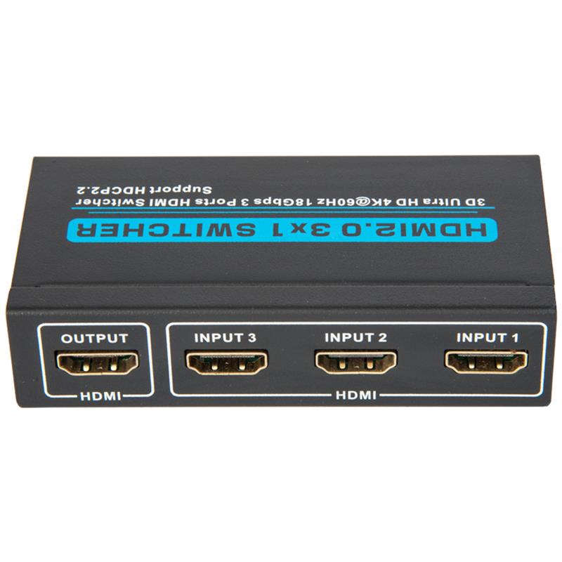 V2.0 HDMI 3x1 Switcher Ondersteuning 3D Ultra HD 4Kx2K @ 60Hz HDCP2.2