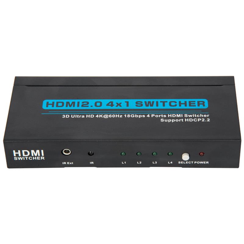 V2.0 HDMI 4x1 Switcher Ondersteuning 3D Ultra HD 4Kx2K @ 60Hz HDCP2.2