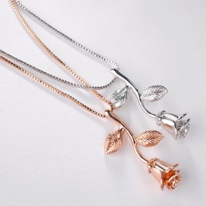 ROSE GOUD ROSE HANGER GEMSTONE KETTING VROUWEN KETTING 925 STERLING ZILVER