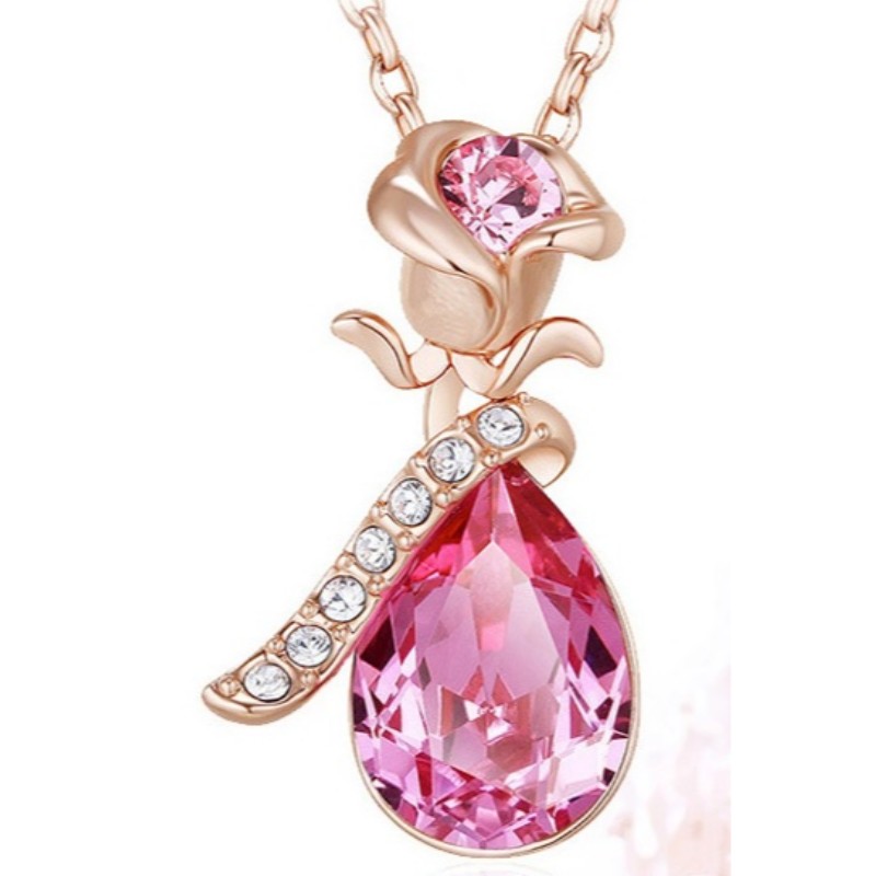 ROSE GOUD ROSE HANGER GEMSTONE CUBIC ZIRCONIA KETTING VROUWEN KETTING 925 STERLING ZILVER 2020