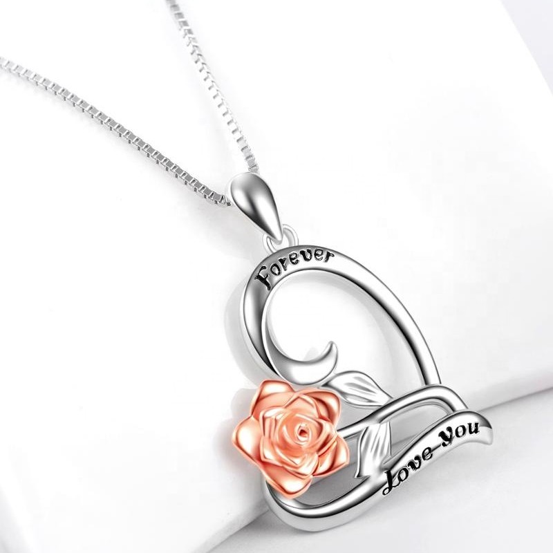 925 sterling zilveren roos hart hanger statement ketting gepersonaliseerde gegraveerde ketting 2020 ontwerp