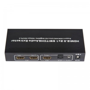 V2.0 HDMI 2x1 Switcher & Audio Extractor Ondersteuning ARC Ultra HD 4Kx2K @ 60Hz HDCP2.2 18 Gbps