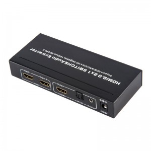 V2.0 HDMI 2x1 Switcher & Audio Extractor Ondersteuning ARC Ultra HD 4Kx2K @ 60Hz HDCP2.2 18 Gbps