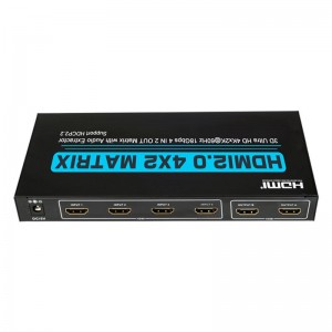 V2.0 HDMI 4x2 Matrix Ondersteuning Ultra HD 4Kx2K @ 60Hz HDCP2.2 18 Gbps met audio-extractor